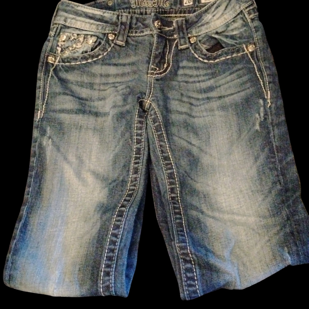 Miss Me Blue Distressed Jeans with Raw Hem